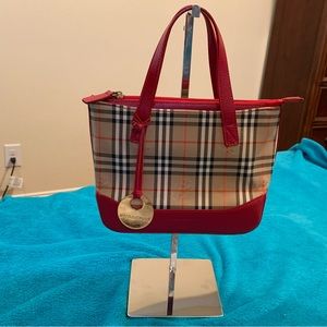 Burberry Beige and Red Plaid Tote